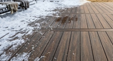 Co-extruded composite decking performing in extreme weather environments